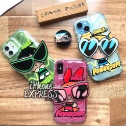 Alternative view of New Classic Cartoon Pink Blue Green PowerPuff thick bumper cases with matching glasses holder