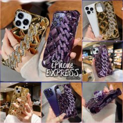 New Titan Series Stones bling Bracelete Purple and Golden Cubes Case for iPhones